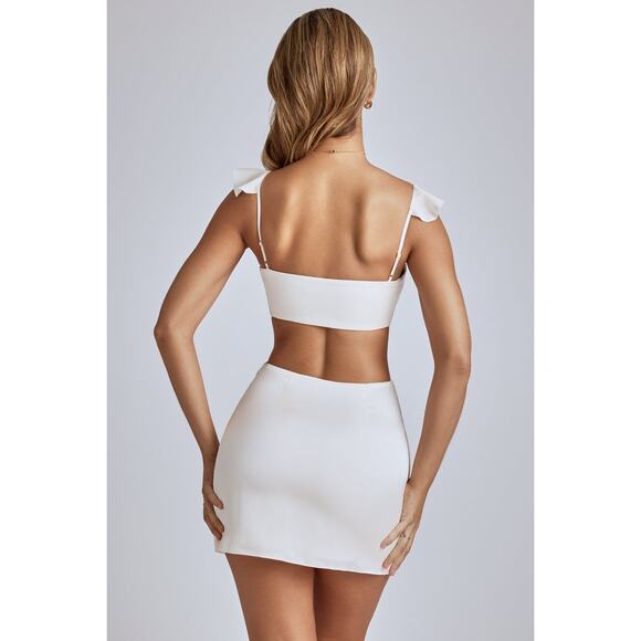 Oh Polly Women's Rialta Cut Out Satin Mini Dress Sleeveless in Ivory Size 6 NWT - Picture 4 of 10